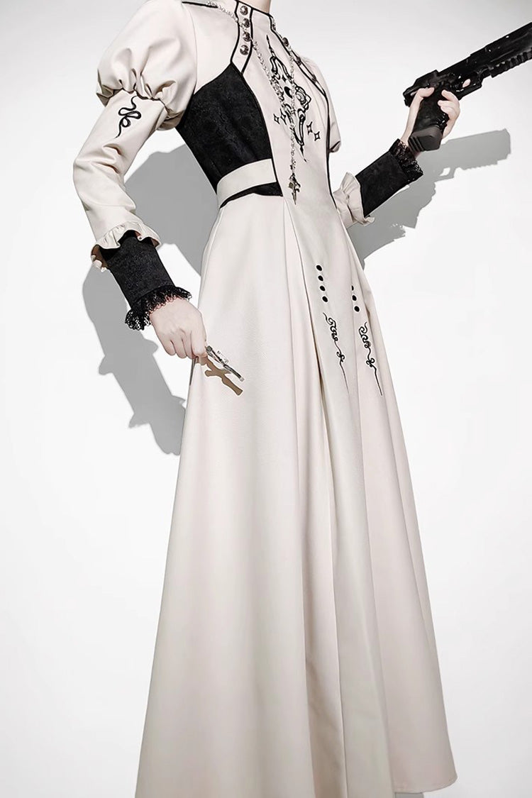 Ivory Moon Talisman Print Gothic Full-Length Gown