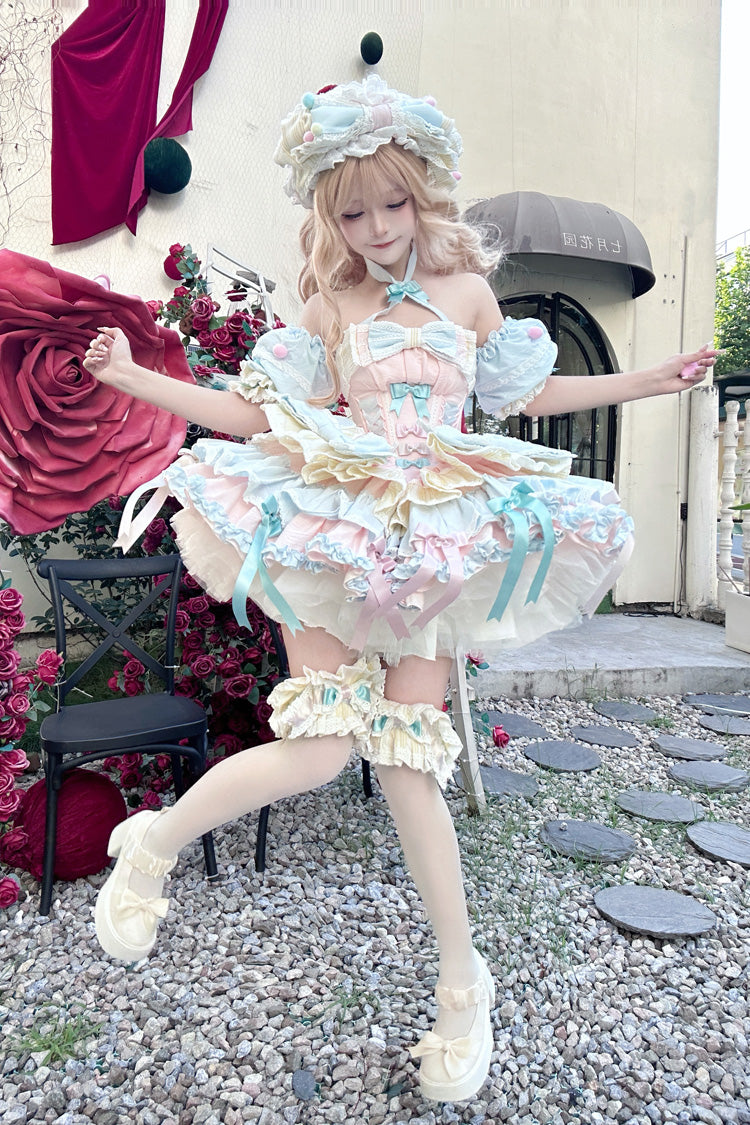 Ribbon Dance Multi-Layered Ruffled Lace-Up Princess Dress