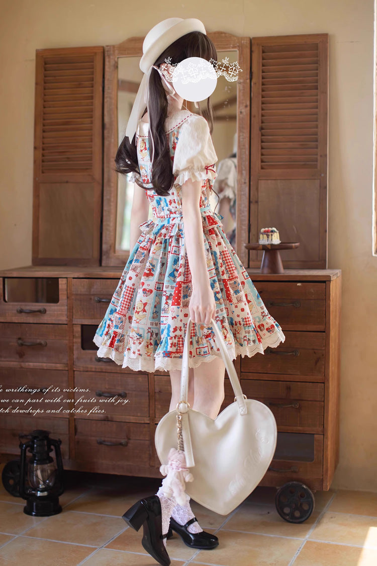 Vintage Lolita Dress with Lace and Bow Accents