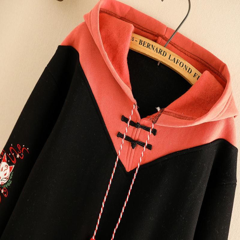 Cartoon Fox Tassel Drawstring Hoodie