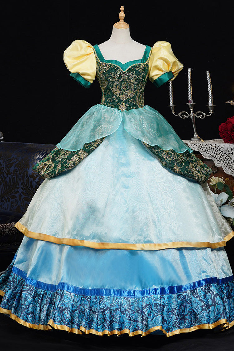Square Collar Lantern Sleeve Embroidered Lace Victorian Palace Dress