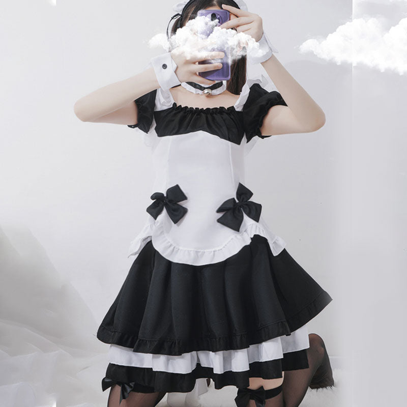 Princess Maid Bow Tie Costume Top Skirt Set