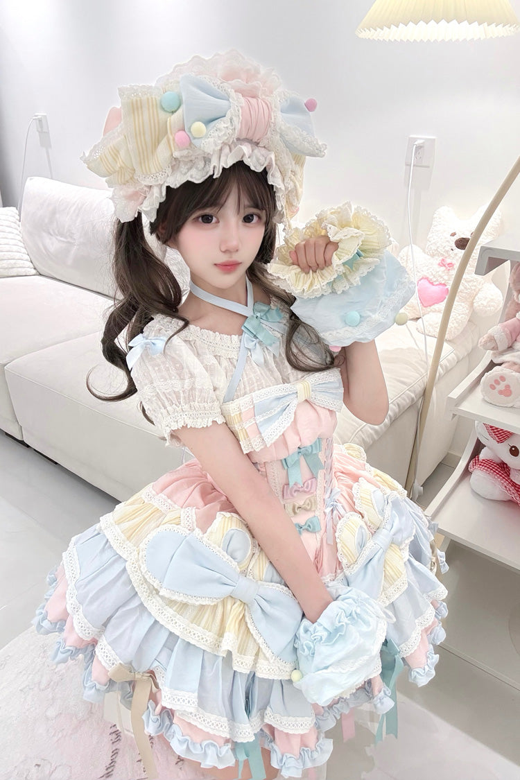 Ribbon Dance Multi-Layered Ruffled Lace-Up Princess Dress
