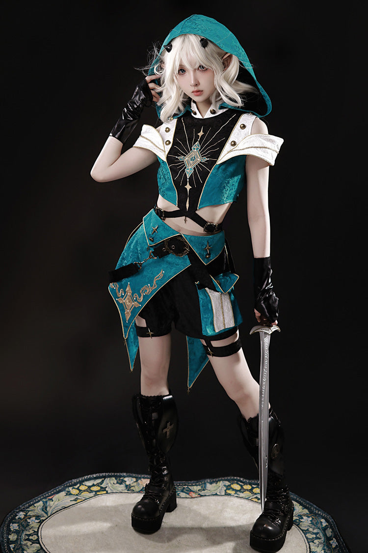 Traveler's Outfit Hooded Embroidery Ouji Set - Handsome Lolita