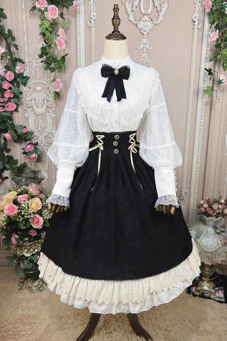 Black Heart of Rose High Waisted Ruffle Lace-Up Vintage Palace Skirt