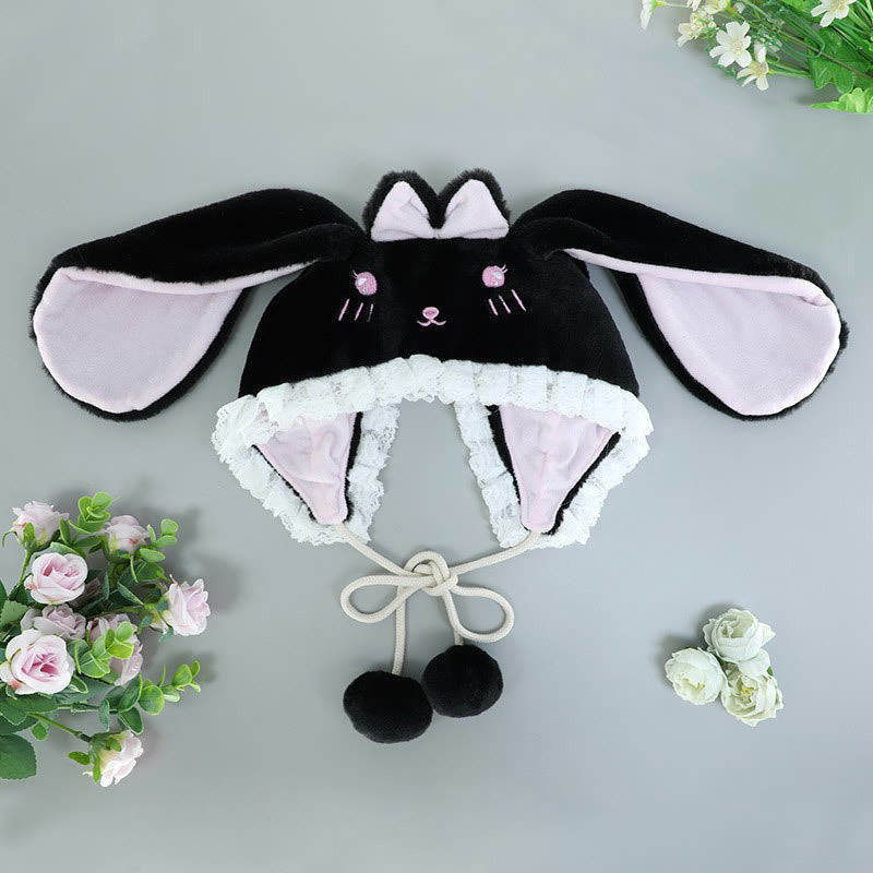 Cartoon Bunny Bear Ears Lace Lolita Plush Hat