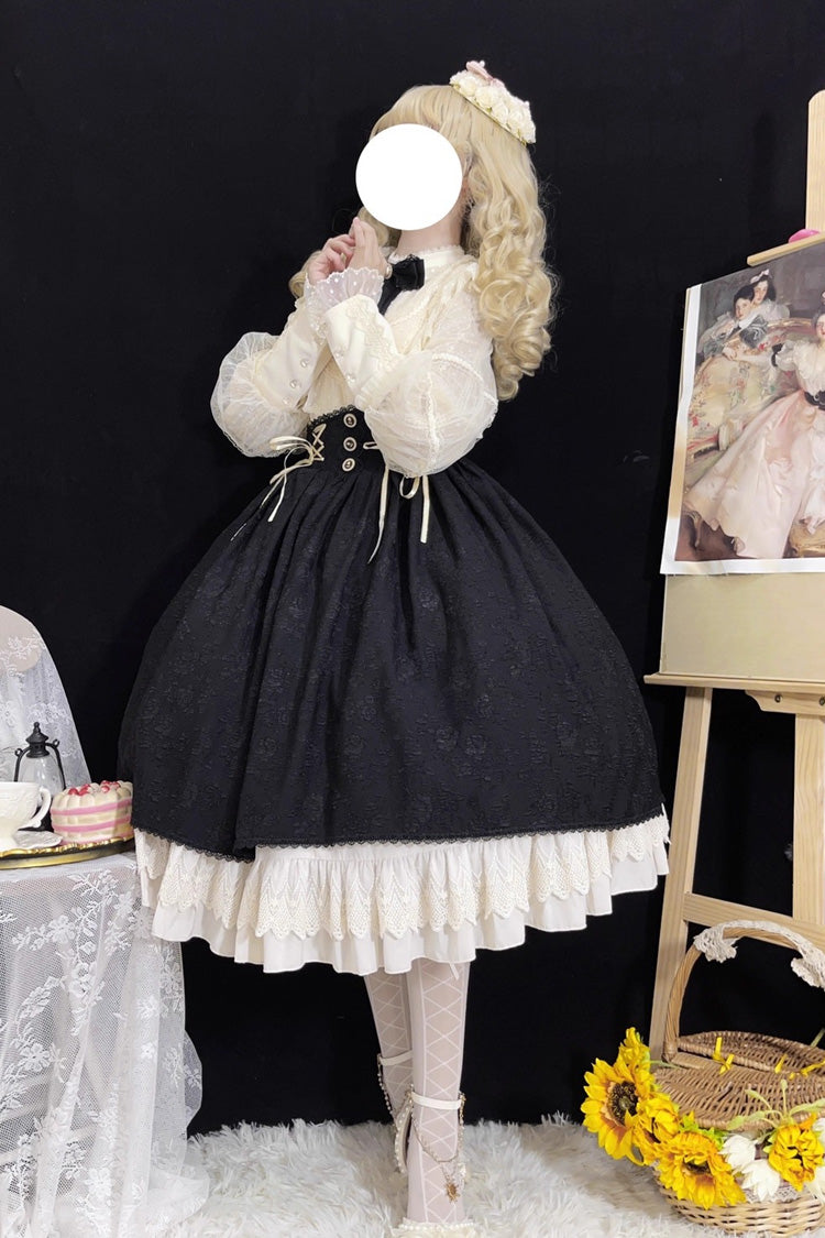 Black Heart of Rose High Waisted Ruffle Lace-Up Vintage Palace Skirt