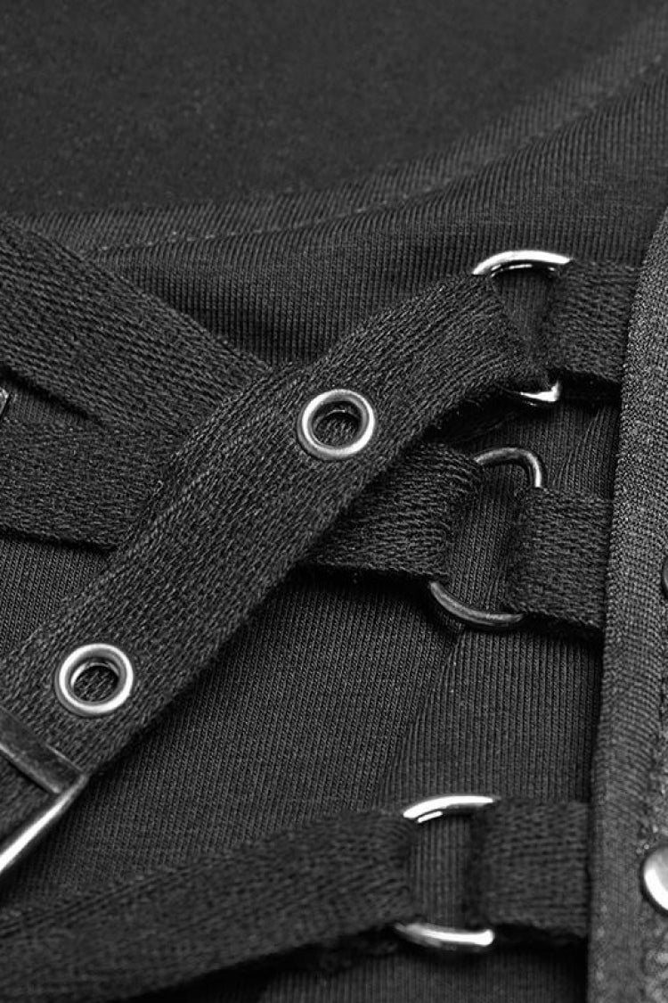 Irregular Hem Punk Vest with Metal Buckle Detail