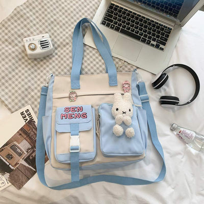 Lovely Bunny Square Canvas Crossbody Bag