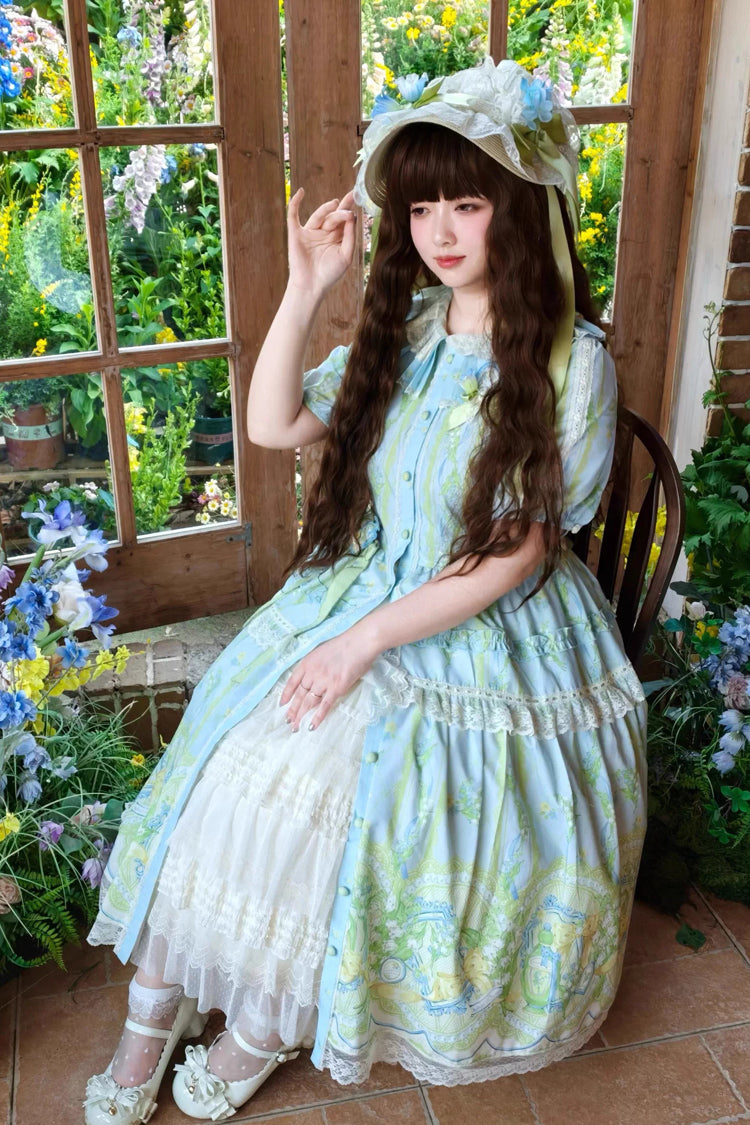 Lily of the Valley Pearl Candy Tea Doll Collar Short-Sleeve OP Dress