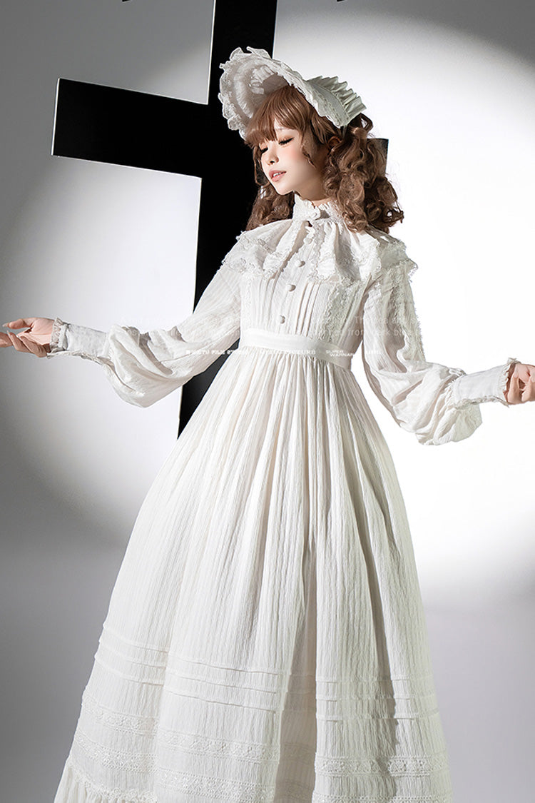 Long Sleeves Jacquard Ruffle Embroidery Bowknot Gothic Lolita Dress