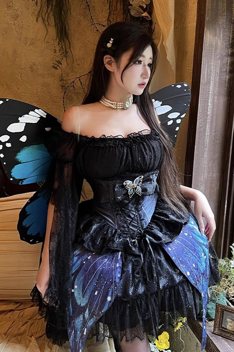 Sweet Lolita Skirt with Butterfly Print and Bowknot
