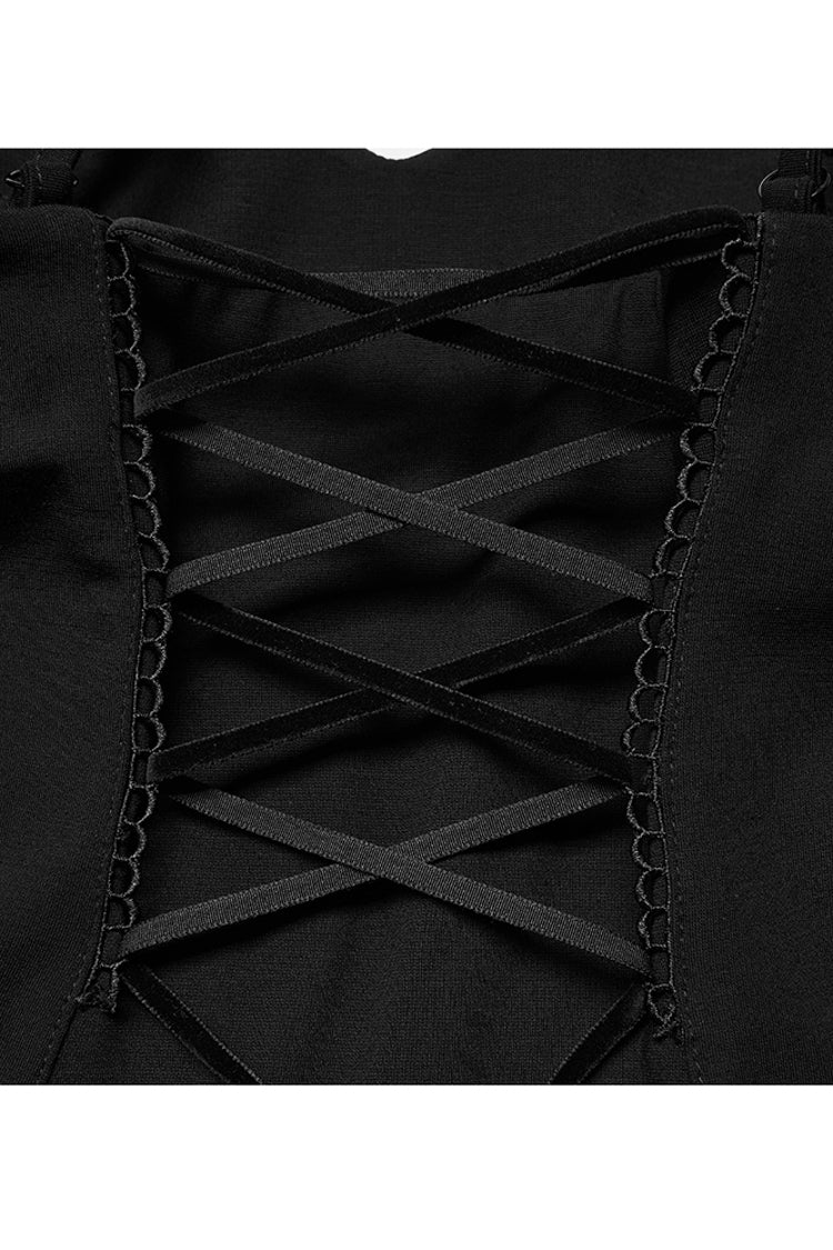 Gothic Suspender Dress with Fleece, Bat Embroidery and Sun Motif