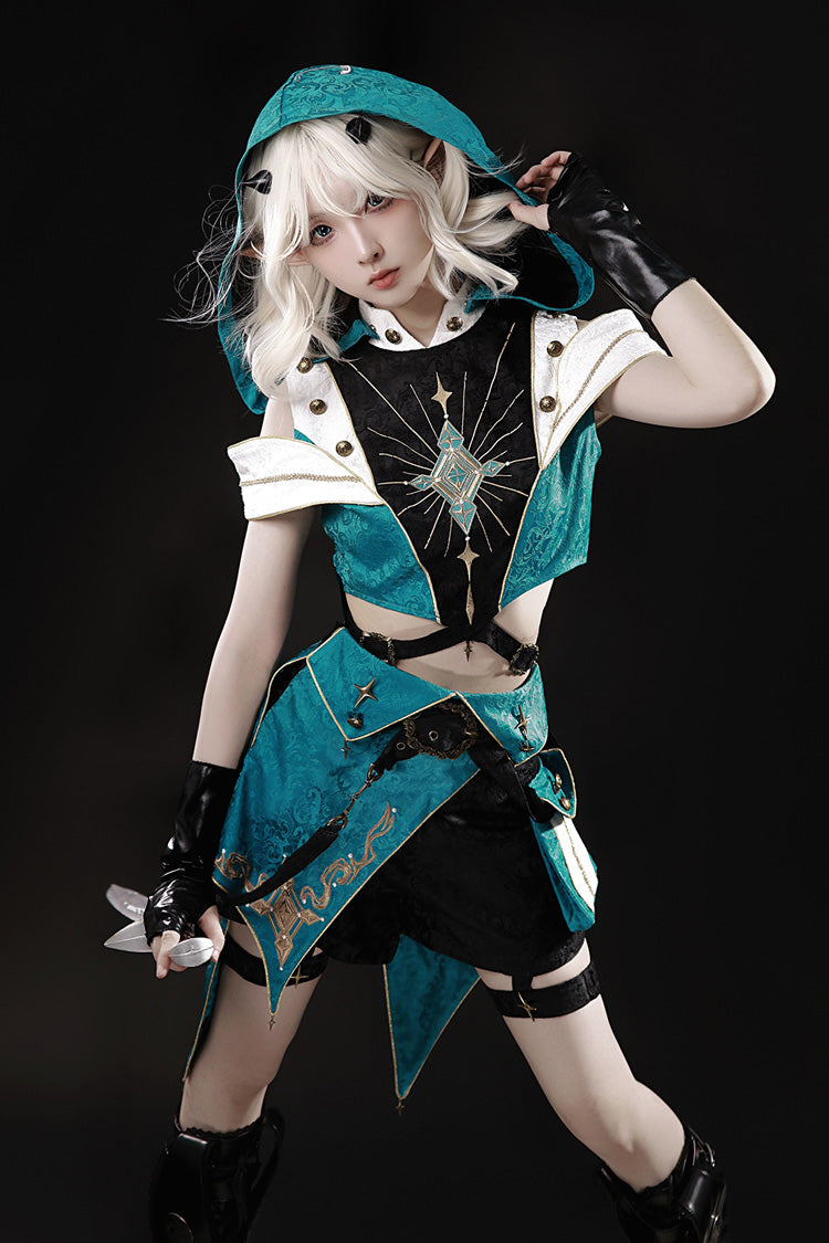 Traveler's Outfit Hooded Embroidery Ouji Set - Handsome Lolita