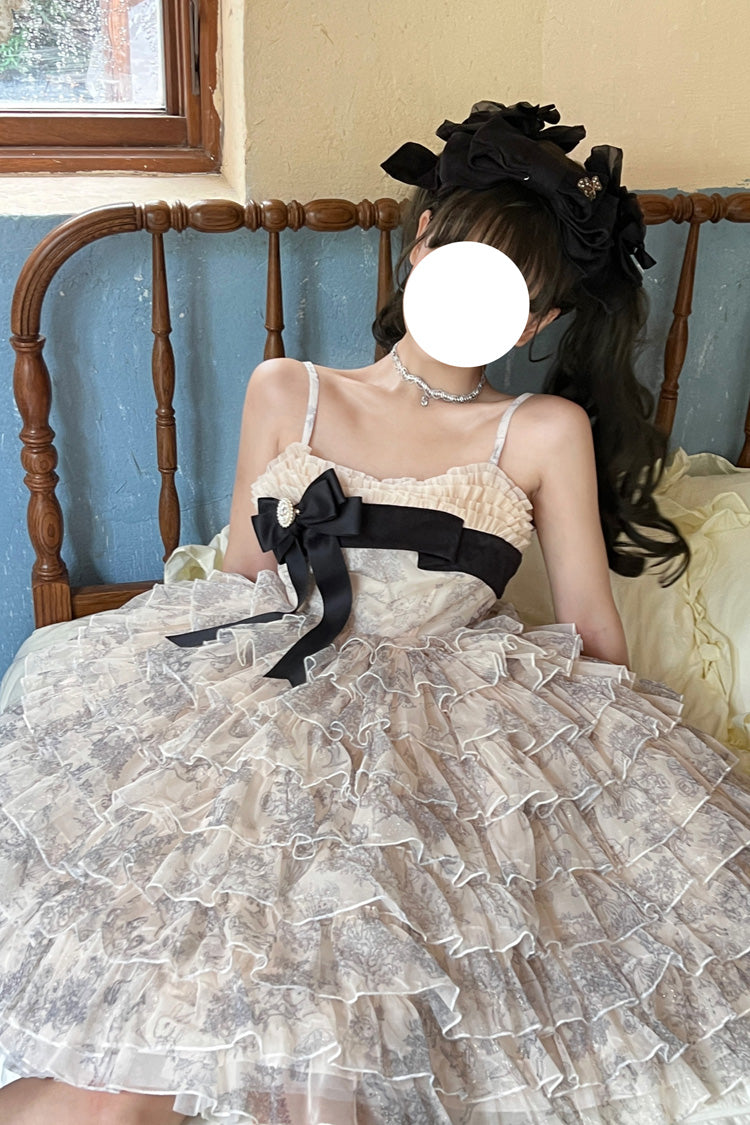 Wonderland Travels Multi-Layered Ruffled Bow Sweet Tiered Dress