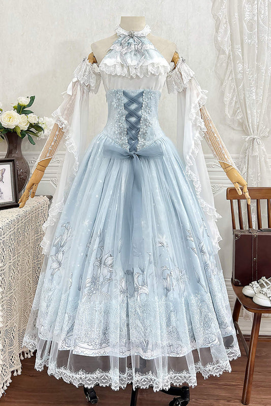 Snow Lily Hanayome Embroidery Skirt Set
