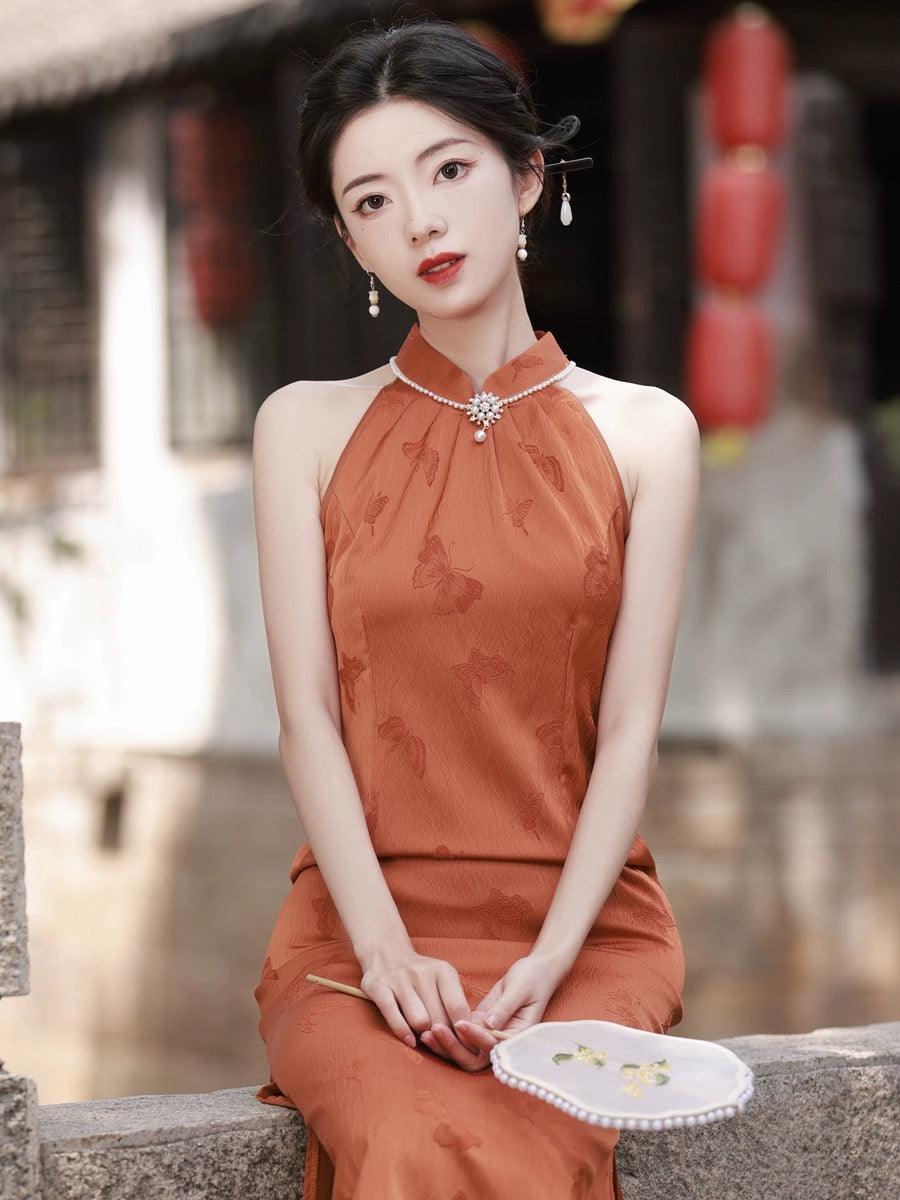 Embodies Elegance Orange Cheongsam