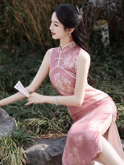 Pink Peony Elegant Cheongsam