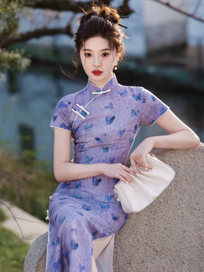 Purple Butterfly Cheongsam