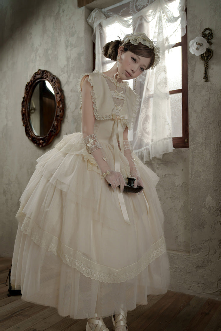 Triple-Layered Ruffled Bow Lace Sweet Elegant Lolita Dress - Dream by the Pillow