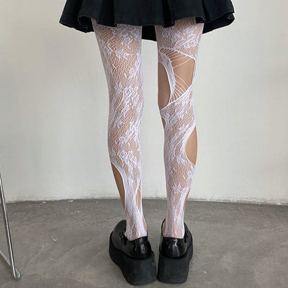 Hollow Out Rose Pattern Mesh Stockings