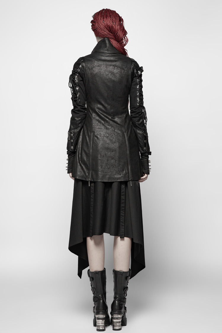 Steampunk Windbreaker with Metal Buckle and Zipper