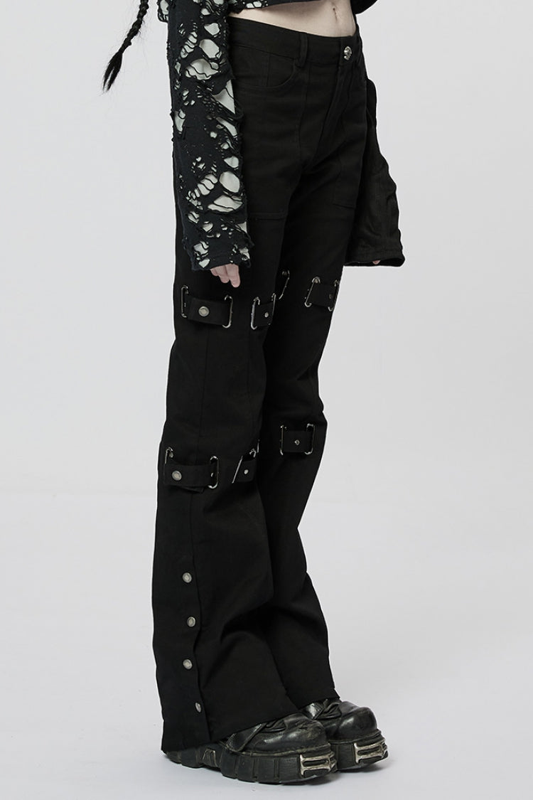 Umbra Buckle Strap Steampunk Flared Trousers for Women
