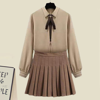 Shirt Pleated Skirt Pocket Wool Jacket Coat