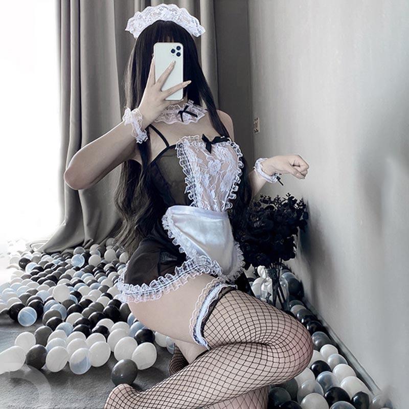 Kawaii Black Sexy Maid Lingerie Dress