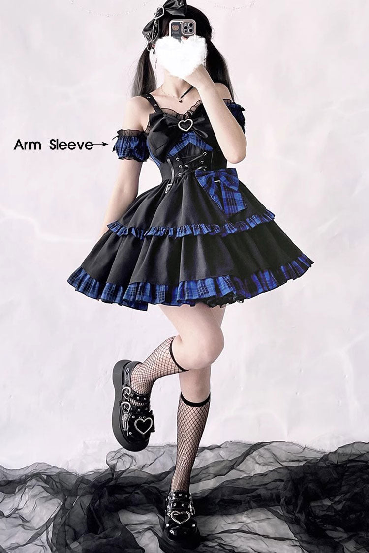 Black Green Sleeveless Multi-Layer Ruffle Bowknot Gothic JSK