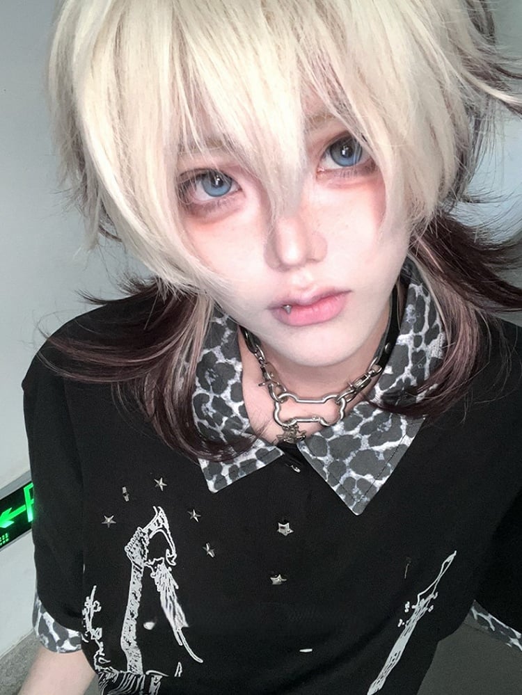 Brown 43CM Color White Short Ouji Length With Wig Air Bangs Ombre And Hair