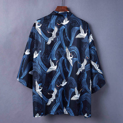 Charming Sakura Fox Print Kimono Outerwear