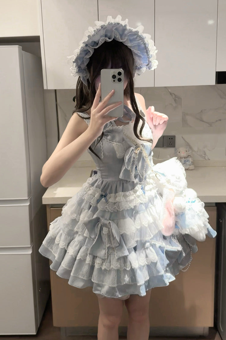 Sweetheart Doll Multi-Layer Ruffle Bow Lace Princess Gorgeous Lolita Jumper Gown