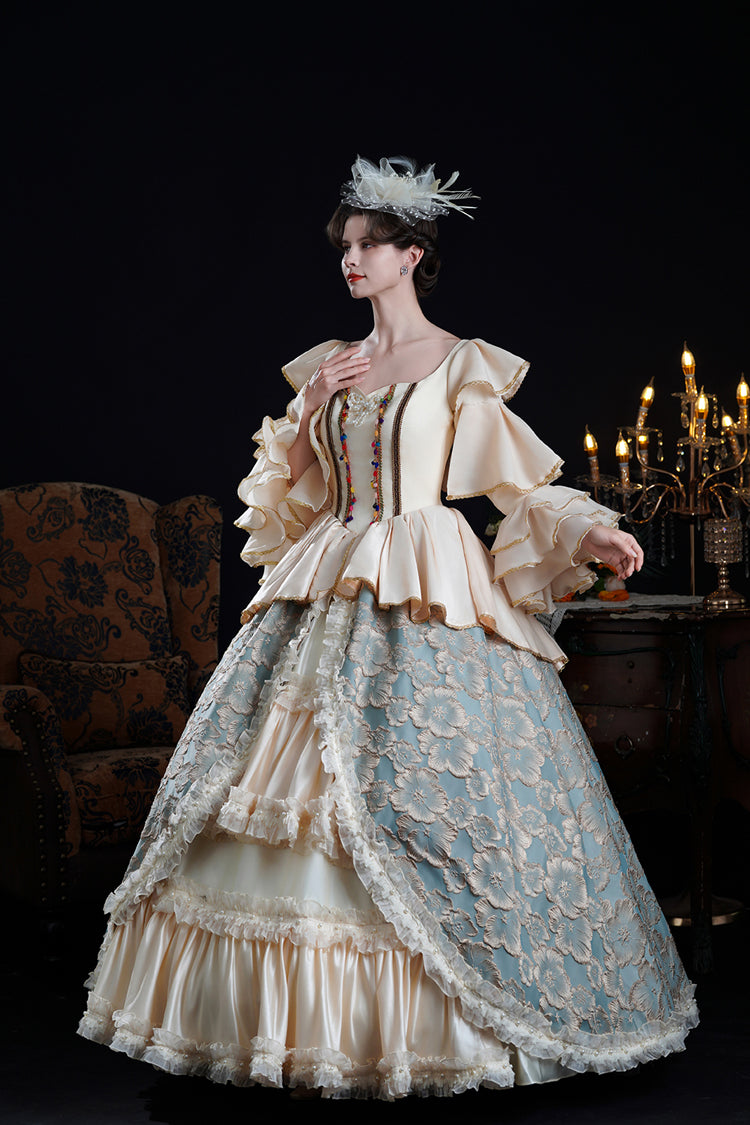 Half Trumpet Sleeve Ruffled Embroidery Cardigan Lace Victorian Dress