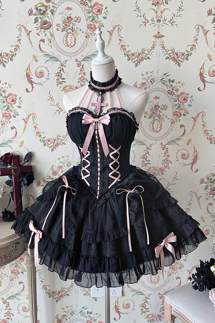 Tube Top Sleeveless Ruffle Bowknot Gothic Lolita Jsk Tiered Dress