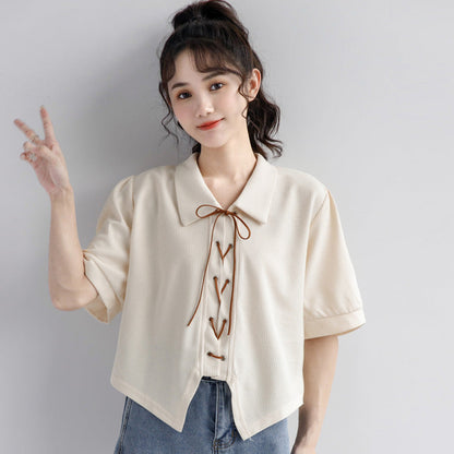 Casual Straps Bow Polo T-Shirt