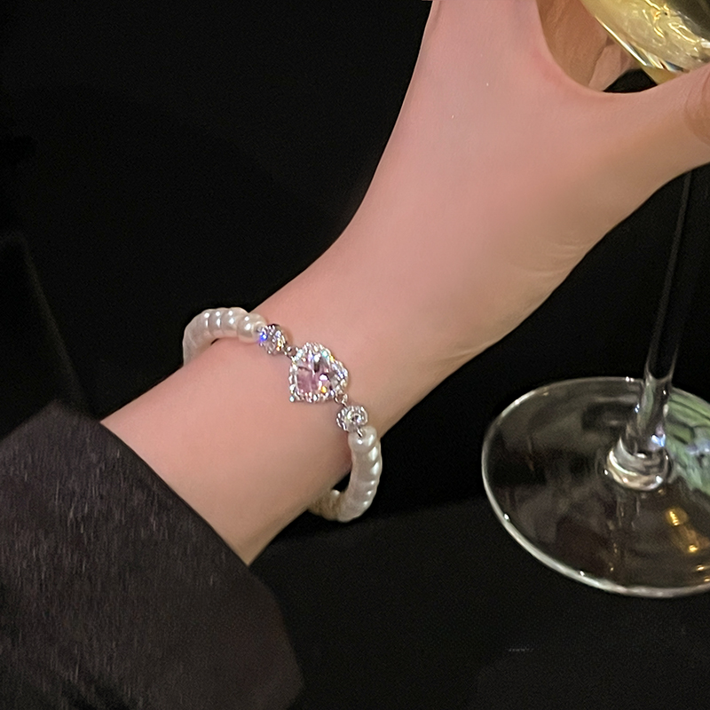Pink Diamond Pearl Love Bracelet - Heartzcore MK Kawaii Store