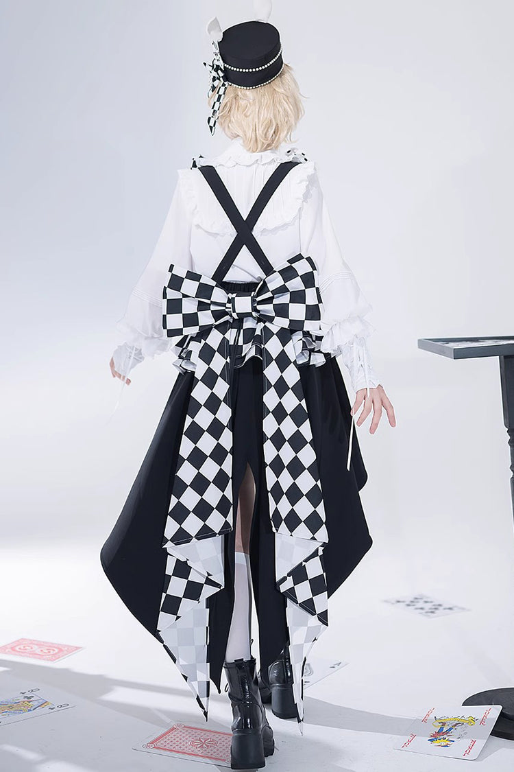 Monochrome Checkerboard Ouji Lolita Girdle with Rabbit Motif