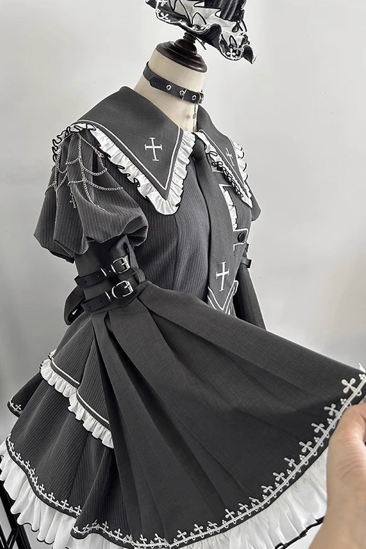 Hime Sleeve Embroidery Gothic Skirt Set