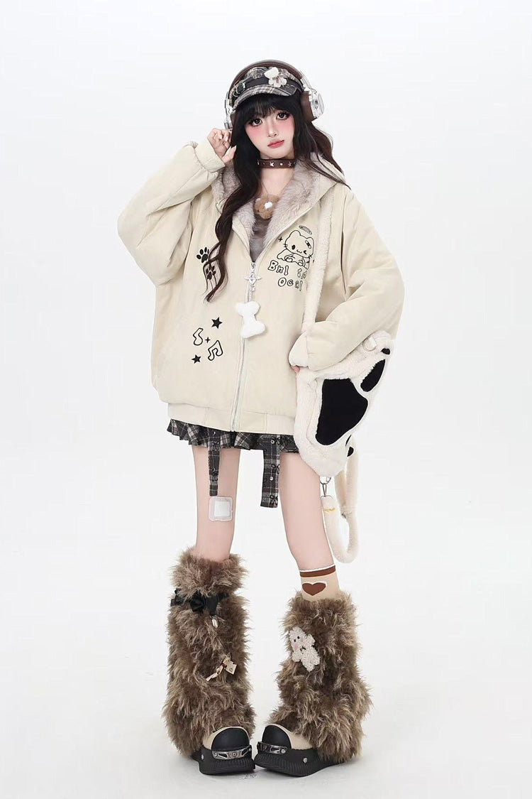 First Generation Cute Printed Cat-Ear Hooded Zip-Up Sweet Lolita Jacket in Two Colors