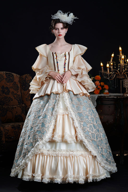Half Trumpet Sleeve Ruffled Embroidery Cardigan Lace Victorian Dress