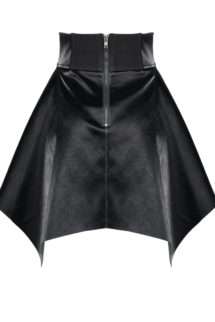 Gothic Glossy Leather Waist Seal Square Hem High Waist Skirt