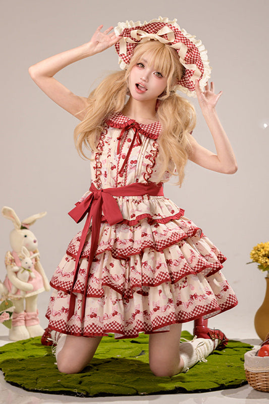Cherry Print Ruffle Skirt Set