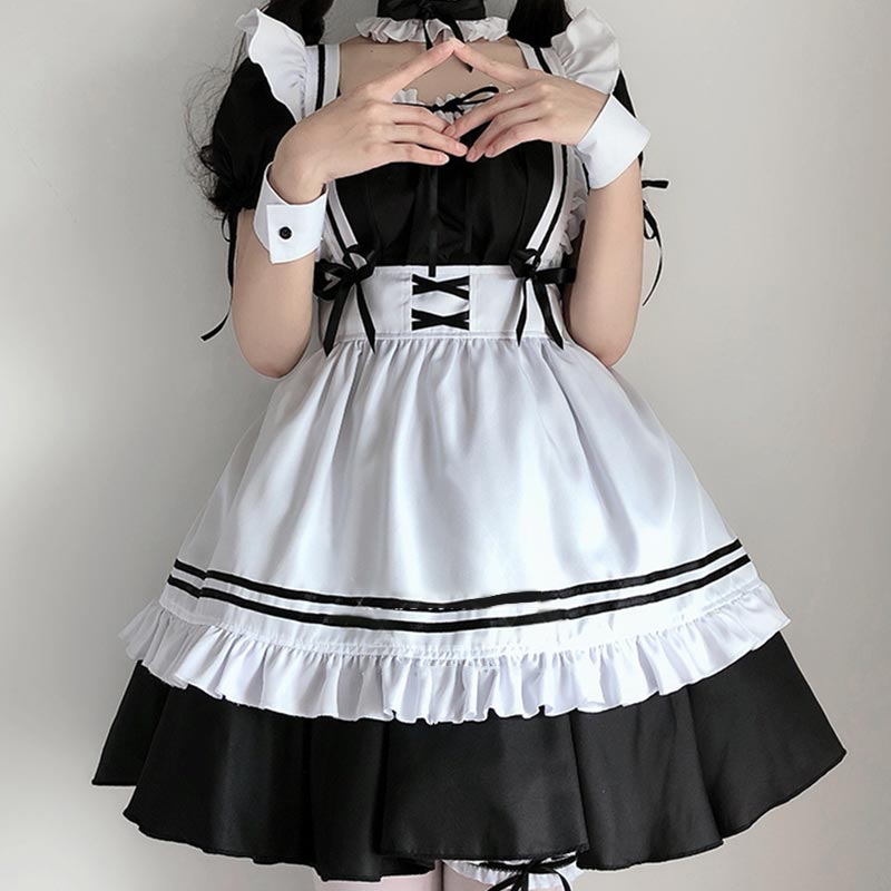 Lolita Seven Piece Ruffled Maid Dress