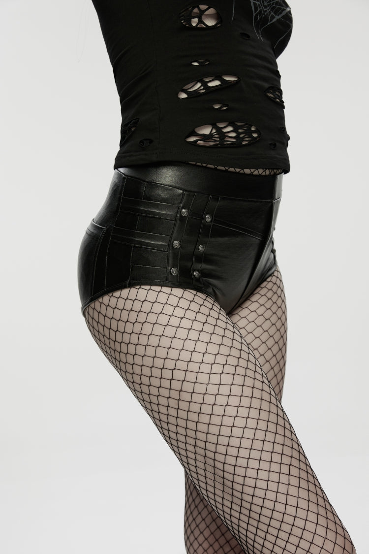 High-Waisted Studded Punk Shorts for Women