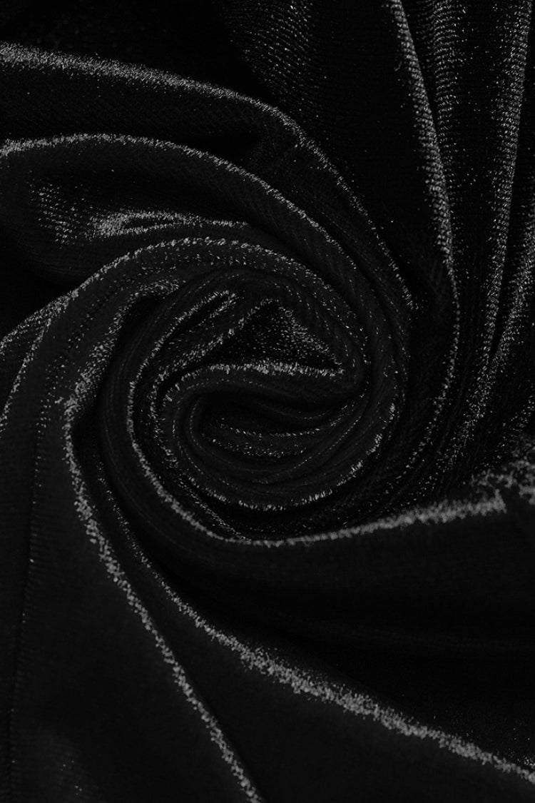 Ebony Doll Collar Long Sleeves Gradient Embroidered Gothic Prom Dress