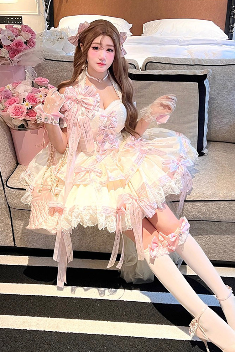 Young Lady Halterneck Lolita Dress with Layered Ruffles & Bow