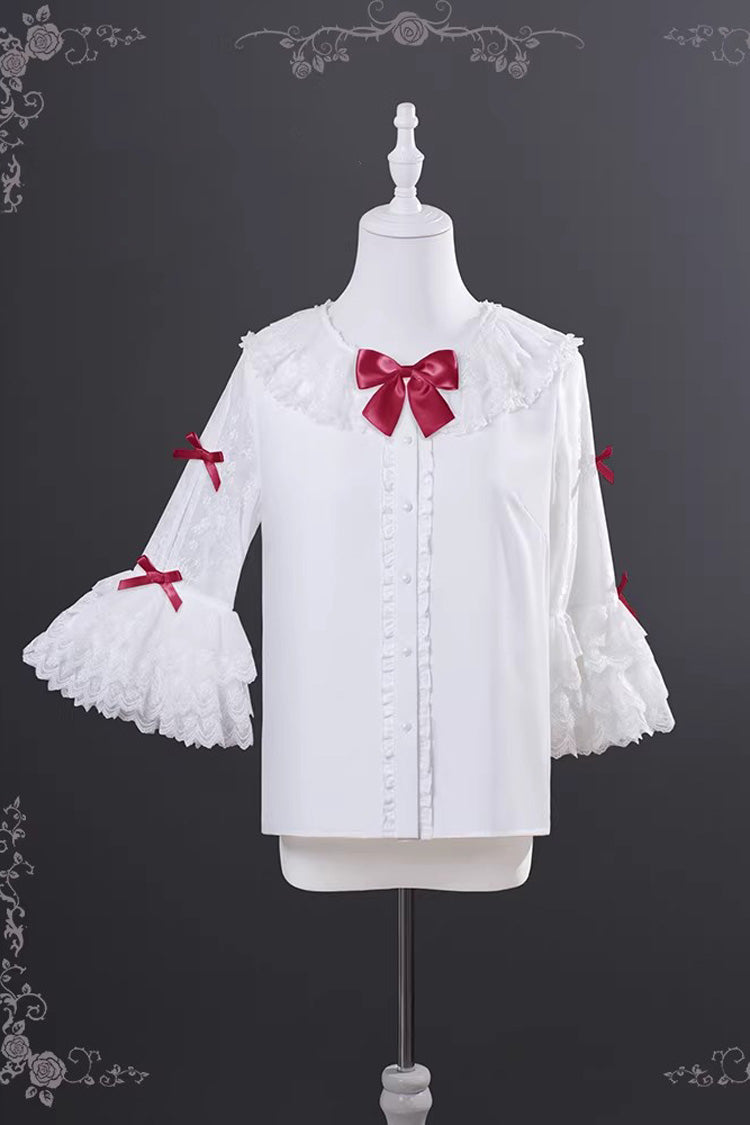 Crimson Snowberry Square Collar Sleeveless Double-Layered Ruffled Bow Lace-Up Sweet Elegant Jsk Dress