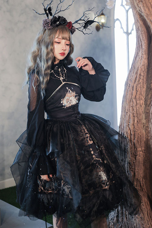Gothic Lace Ruffle Strapless Lolita JSK Dress