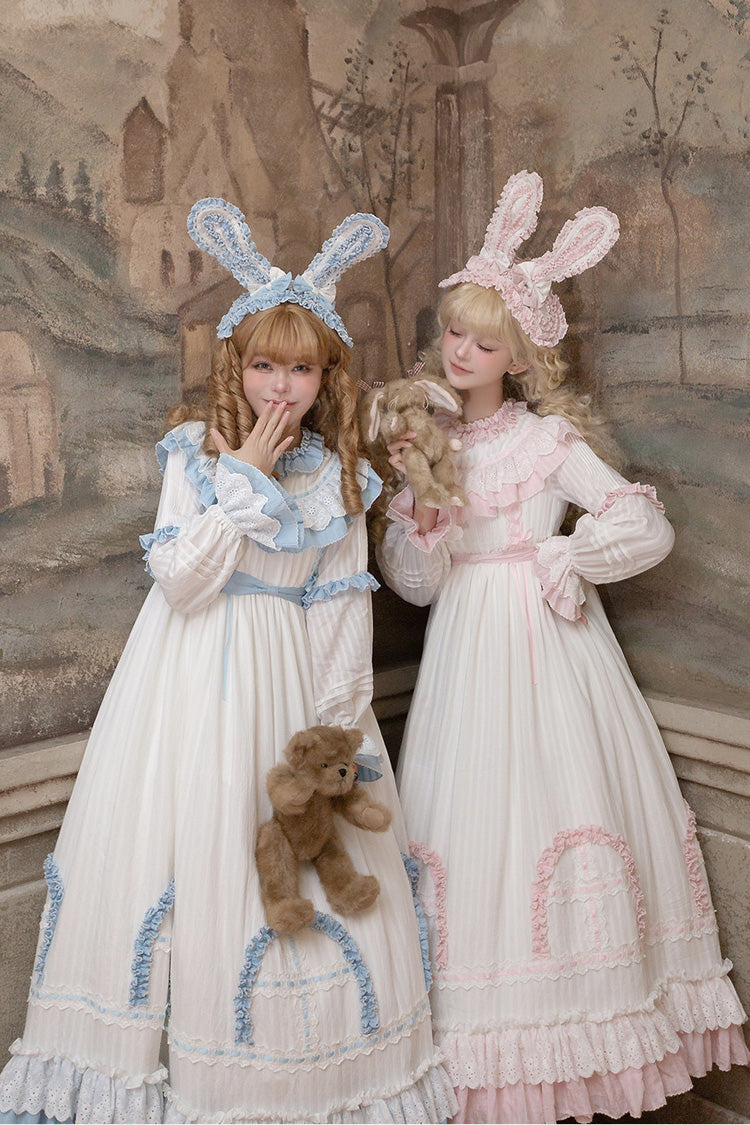 Twin Lilian Round Collar Long Sleeve Double Ruffle Bow Corset Sweet Lolita Dress
